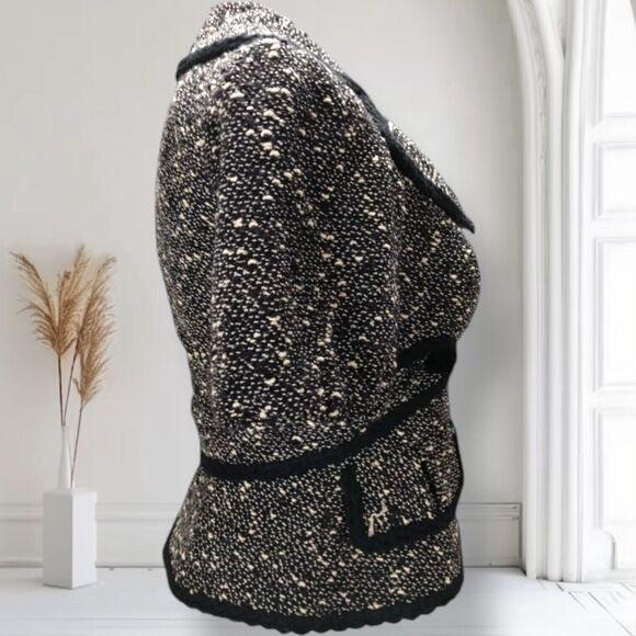 Vintage Nanette Lepore Boucle Tweed Blazer Size XS Acrylic Wool 90s Does 40s - Picture 5 of 10